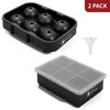 Vinsani 2 Pack Ice Cube Tray with Removable Lid Easy-Release Silicone Flexible Ice Ball Mould and Square Ice Cube Maker LFGB Certified and BPA Free Stackable Durable – Black