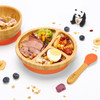 Vinsani Bamboo Bowl, Round Plate and Spoon Set for Baby/Toddler, Suction Plate, Stay-Put Design, Hypoallergenic and BPA-Free