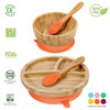 Vinsani Bamboo Bowl, Round Plate and Spoon Set for Baby/Toddler, Suction Plate, Stay-Put Design, Hypoallergenic and BPA-Free