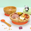 Vinsani Bamboo Bowl, Round Plate and Spoon Set for Baby/Toddler, Suction Plate, Stay-Put Design, Hypoallergenic and BPA-Free