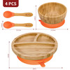 Vinsani Bamboo Bowl, Round Plate and Spoon Set for Baby/Toddler, Suction Plate, Stay-Put Design, Hypoallergenic and BPA-Free