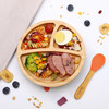 Vinsani Bamboo Bowl, Round Plate and Spoon Set for Baby/Toddler, Suction Plate, Stay-Put Design, Hypoallergenic and BPA-Free