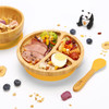 Vinsani Bamboo Bowl, Round Plate and Spoon Set for Baby/Toddler, Suction Plate, Stay-Put Design, Hypoallergenic and BPA-Free