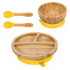 Vinsani Bamboo Bowl, Round Plate and Spoon Set for Baby/Toddler, Suction Plate, Stay-Put Design, Hypoallergenic and BPA-Free