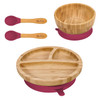 Vinsani Bamboo Bowl, Round Plate and Spoon Set for Baby/Toddler, Suction Plate, Stay-Put Design, Hypoallergenic and BPA-Free