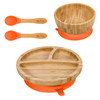 Vinsani Bamboo Bowl, Round Plate and Spoon Set for Baby/Toddler, Suction Plate, Stay-Put Design, Hypoallergenic and BPA-Free