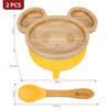 Vinsani Mouse Bamboo Plate and Spoon Set for Baby/Toddler, Mouse-Shaped Suction Plate