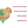 Vinsani Mouse Bamboo Plate and Spoon Set for Baby/Toddler, Mouse-Shaped Suction Plate