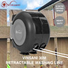 Vinsani 30 metre Retractable Reel Clothes Lines Washing Line with Twin Cable - Wall Mounted Heavy Duty Clothes Dryer 2 x 15m Lines of Drying Space, Black