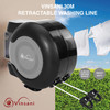 Vinsani 30 metre Retractable Reel Clothes Lines Washing Line with Twin Cable - Wall Mounted Heavy Duty Clothes Dryer 2 x 15m Lines of Drying Space, Black