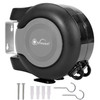 Vinsani 30 metre Retractable Reel Clothes Lines Washing Line with Twin Cable - Wall Mounted Heavy Duty Clothes Dryer 2 x 15m Lines of Drying Space, Black