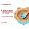 Vinsani Frog Bamboo Bowl and Spoon Set for Baby/Toddler, Frog Shaped Suction Bowl, Stay-Put Design, Hypoallergenic and BPA-Free
