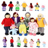 SOKA Set of 7 Happy Family Set Wooden Miniature Figures Dolls Play Set Accessories Dollhouse Pretend Role Play Toy Set For Children Kids Girls Boys 3 year old +