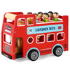 SOKA Wooden Original Double Decker Red Classic London Sightseeing Bus with Driver & Passenger Figurines Toy Playing Set Miniature Display Model Figures for Kids Children Girls Boys Ages 3 year old +