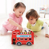 SOKA Wooden Original Double Decker Red Classic London Sightseeing Bus with Driver & Passenger Figurines Toy Playing Set Miniature Display Model Figures for Kids Children Girls Boys Ages 3 year old +