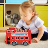 SOKA Wooden Original Double Decker Red Classic London Sightseeing Bus with Driver & Passenger Figurines Toy Playing Set Miniature Display Model Figures for Kids Children Girls Boys Ages 3 year old +