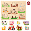 SOKA Wooden Farm Animals Peg Puzzles Toy Educational Montessori Developmental Jigsaw Puzzle Board Colourful Images for Learning Animals for Toddlers Kids Children 12 Months +