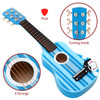 SOKA Wooden Blue Striped Guitar Musical Instrument Pretend Play Music Toy Interactive Role Play Game Early Developmental Gift for Children Toddler Kids Boys Girls Ages 3 year old +