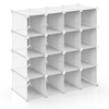 Vinsani Interlocking 16 Section Multi-Purpose Cube Shoe Rack Organiser with Back Panels Configurable Storage and Display Stand and Holder with Space for 16 Pairs of Shoes Boots Trainers 