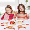 SOKA Wooden Kitchen Red 14PC Cooking Set Interactive Pretend Role Playset Early Developmental Kitchen Miniature Educational Preschool Learning Toy for Children Kids Girls Ages 3 year old +