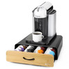 Vinsani 64 Capsules Coffee Pod Storage with Sliding Bamboo Drawer and non-slip base - Stackable Holder Tray Organiser Box for Tassimo Coffee Pods