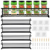 Vinsani Spice Racks Organiser – 1-6 Tier Flexible Herb & Spices Wall Mounted Hanging Storage Rack with Adhesive Stickers & Screws – for Kitchen Walls Pantry Inside Cupboard Cabinet Door