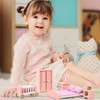 SOKA Wooden Pink Bedroom Playset Pretend Play Doll House Furniture Set Realistic Miniature Display Model Figures Bed Wardrobe Dressing Table Crib for Kids Children Girls Ages 3 year old +