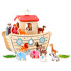 SOKA Wooden Noah’s Ark Animal Boat Shape and Blocks Sorter Developmental Puzzle Activity Toy Playing Set Miniature Display Model Figures for Kids Children Girls Boys Ages 3 year old +