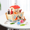 SOKA Wooden Noah’s Ark Animal Boat Shape and Blocks Sorter Developmental Puzzle Activity Toy Playing Set Miniature Display Model Figures for Kids Children Girls Boys Ages 3 year old +