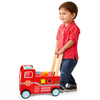 SOKA Wooden Fire Engine Rider and Push Along Toy with Shape Blocks Baby Toddler First Step Activity Walker Push & Pull Walking Wagon Gift for Kids Children Boys Ages 1 year old +