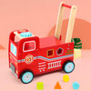 SOKA Wooden Fire Engine Rider and Push Along Toy with Shape Blocks Baby Toddler First Step Activity Walker Push & Pull Walking Wagon Gift for Kids Children Boys Ages 1 year old +