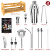 Vinsani 15 Pieces Cocktail Shaker Set Premium Stainless Bartender Mixing Accessories Kit Professional Bartending and Home Bar Tools Alcohol Cocktails Drink Maker Gin Martini Vodka Tonic