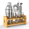 Vinsani 15 Pieces Cocktail Shaker Set Premium Stainless Bartender Mixing Accessories Kit Professional Bartending and Home Bar Tools Alcohol Cocktails Drink Maker Gin Martini Vodka Tonic