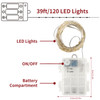 Vinsani 2PK Fairy String Lights 39ft 120LED Battery Operated Warm White Glow Decorative Copper Wire Lights Waterproof Indoor Outdoor Christmas Décor Garland Lighting for Bedroom Patio Party Wedding