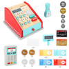SOKA Cash Register Red and Mint Wooden Classic Cashier Role Play Supermarket Shopping Checkout Money Till Toy Educational Learning Pretend Playset for Kids Children Girls Boys 3 year old +