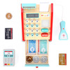 SOKA Cash Register Red and Mint Wooden Classic Cashier Role Play Supermarket Shopping Checkout Money Till Toy Educational Learning Pretend Playset for Kids Children Girls Boys 3 year old +