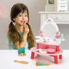 SOKA Wooden Dressing Table Top Vanity Mirror Pretend Play Toy Set Beauty Glam Cosmetic Make Up Accessories Kit Makeover Role Play Games for Kids Little Children Girls Ages 3 year old +