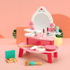 SOKA Wooden Dressing Table Top Vanity Mirror Pretend Play Toy Set Beauty Glam Cosmetic Make Up Accessories Kit Makeover Role Play Games for Kids Little Children Girls Ages 3 year old +