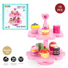 SOKA Wooden Magnetic Cake Stand Heart Afternoon Tea Party Pretend Play Pink Cupcake Muffin Food Toy Playset Role Play Educational Development Perfect Gift for Kids Children Girls 3 years old +