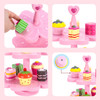 SOKA Wooden Magnetic Cake Stand Heart Afternoon Tea Party Pretend Play Pink Cupcake Muffin Food Toy Playset Role Play Educational Development Perfect Gift for Kids Children Girls 3 years old +