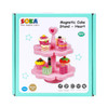 SOKA Wooden Magnetic Cake Stand Heart Afternoon Tea Party Pretend Play Pink Cupcake Muffin Food Toy Playset Role Play Educational Development Perfect Gift for Kids Children Girls 3 years old +