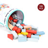 SOKA 100 pcs Wooden Building Blocks Neutral Coloured Shape Bricks Construction Developmental Stacking Sensory Toy Set for Kids Toddlers Children Boy Girl Ages 12 Months +