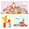 SOKA 100 pcs Wooden Building Blocks Neutral Coloured Shape Bricks Construction Developmental Stacking Sensory Toy Set for Kids Toddlers Children Boy Girl Ages 12 Months +