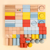 SOKA 100 pcs Wooden Building Blocks Neutral Coloured Shape Bricks Construction Developmental Stacking Sensory Toy Set for Kids Toddlers Children Boy Girl Ages 12 Months +