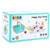 SOKA Wooden Happy Day Picnic Playset Traditional Picnic Basket with Play Food Sandwich Dessert Pretend Role Play Game Educational Development Perfect Gift for Kids Children Girls Boys 3 years old +