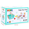 SOKA Wooden Happy Day Picnic Playset Traditional Picnic Basket with Play Food Sandwich Dessert Pretend Role Play Game Educational Development Perfect Gift for Kids Children Girls Boys 3 years old +