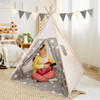SOKA Teepee Tent for Kids Foldable Cotton Canvas Indoor Outdoor Playhouse Tipi Play Tent with Windows & Carry Case Perfect for Home Bedroom Garden Camping Beach - Children Boys Girls