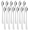 Vinsani Long Handle Latte Spoons, Set of 12 Stainless Steel Spoons Coffee Tea Dessert Silverware Ideal for Latte Coffee, Espresso, Hot Chocolate, Desserts & Ice Cream– 20cm / 7.8 inch (Silver)