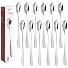 Vinsani Long Handle Latte Spoons, Set of 12 Stainless Steel Spoons Coffee Tea Dessert Silverware Ideal for Latte Coffee, Espresso, Hot Chocolate, Desserts & Ice Cream– 20cm / 7.8 inch (Silver)