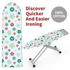 Vinsani Modern Printed Ironing Board Cover Quicker & Easier Ironing Universal Multi Fit 3mm Foam Layer 100% Cotton Material Easy Fit with Shrink Rope 135 x 46 cm (Iron Board not included)